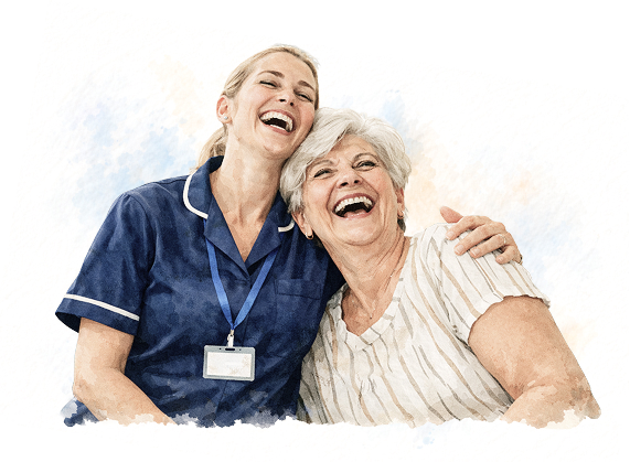Compassionate home care with carer and elderly woman laughing together Braintree